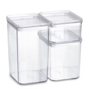 Storage container set, 3-piece, plastic, transparent