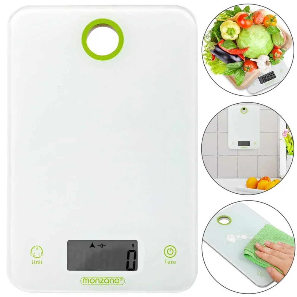 Digital kitchen scale white/green glass