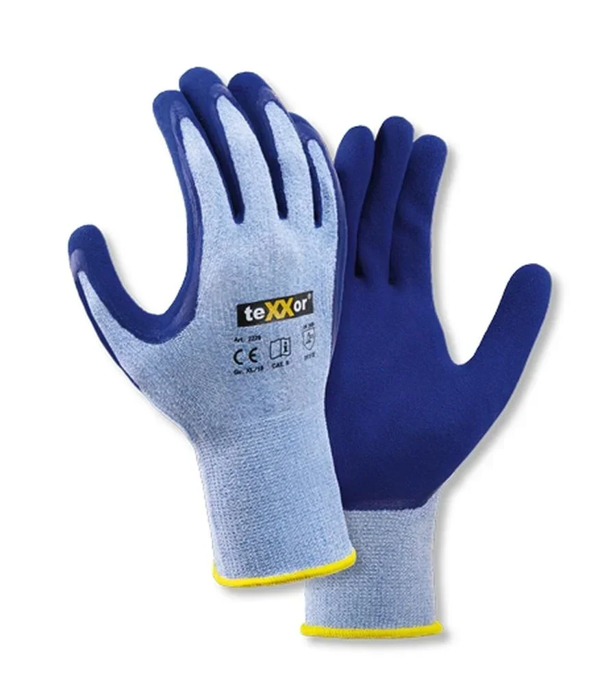 Polyester knitted gloves LATEX light blue mottled/medium blue size 10