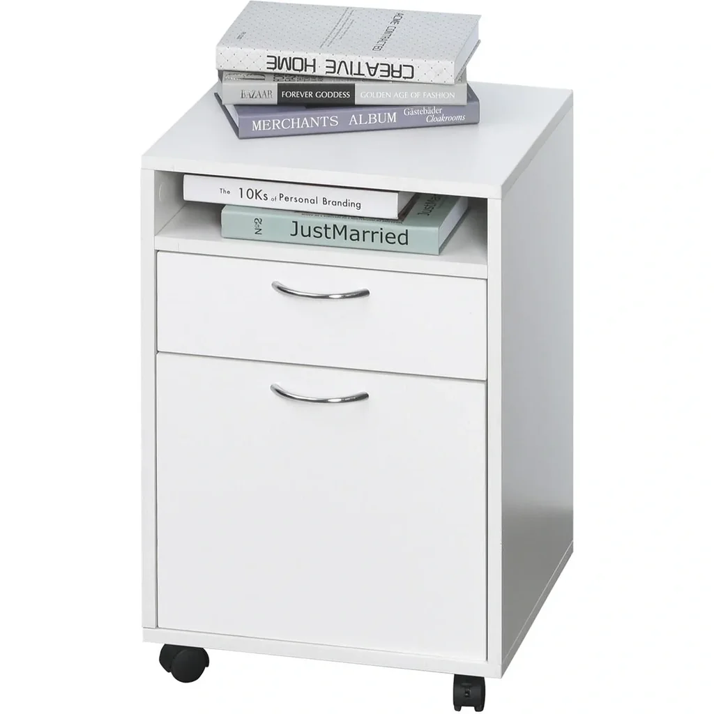Homcom filing cabinet with wheels white