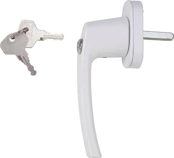Poignée de fenêtre verrouillable, avec 2 clés, couleur blanche