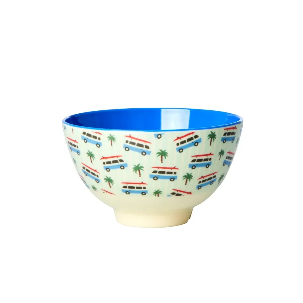 RICE Assiette - Cars Print - Bleu clair, Mélamine, Taille: Moyenne