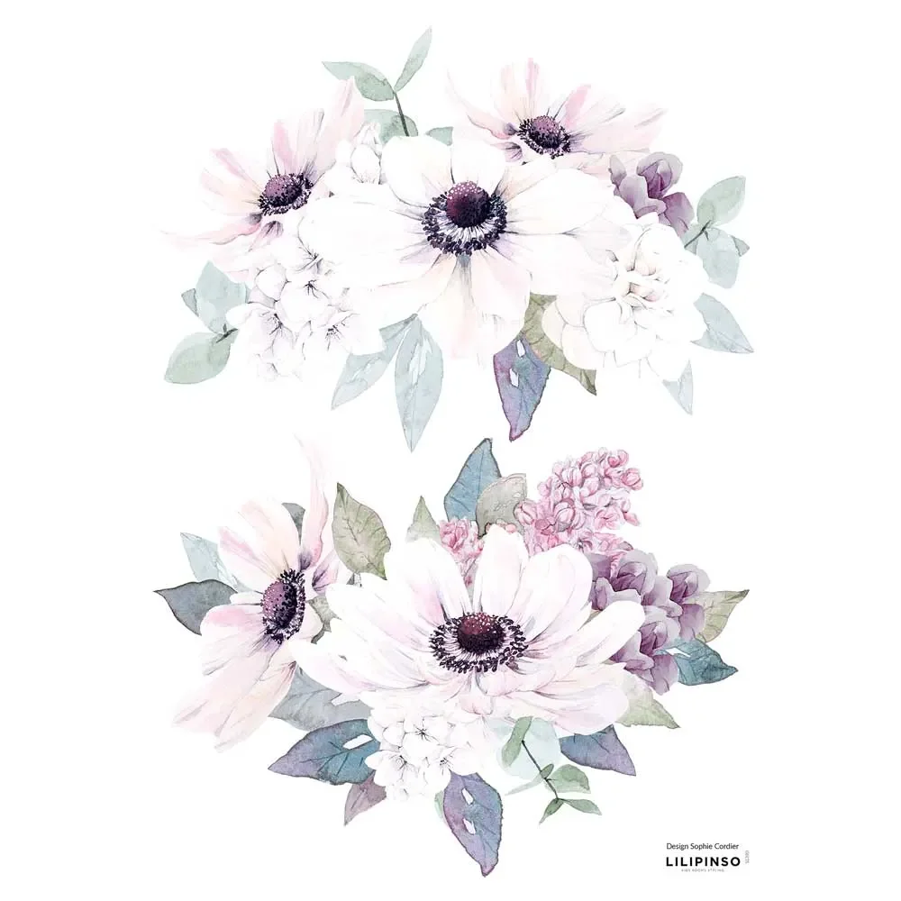 Lilipinso stickers muraux A3 bouquet d'anémones lilas