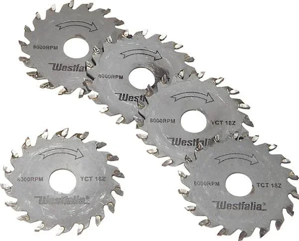 Set de lames de scie 5 pièces, carbure, 18 dents