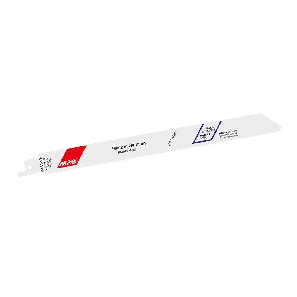 Lame de scie sabre bimétallique, fraisée et avoyée, GL 230/VL 210 mm, ZT 1,8-2,5 mm/10-14 TPI, lot de 5