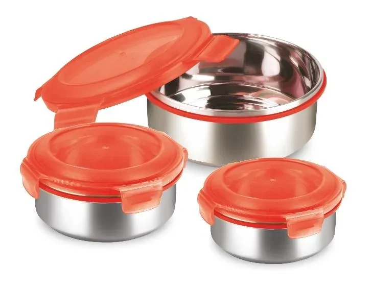 Stainless steel click containers, 6 pieces