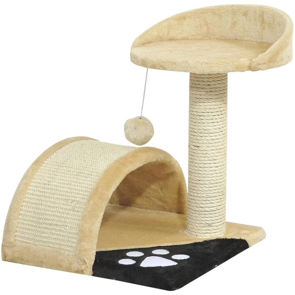 Cat tree with plush beige