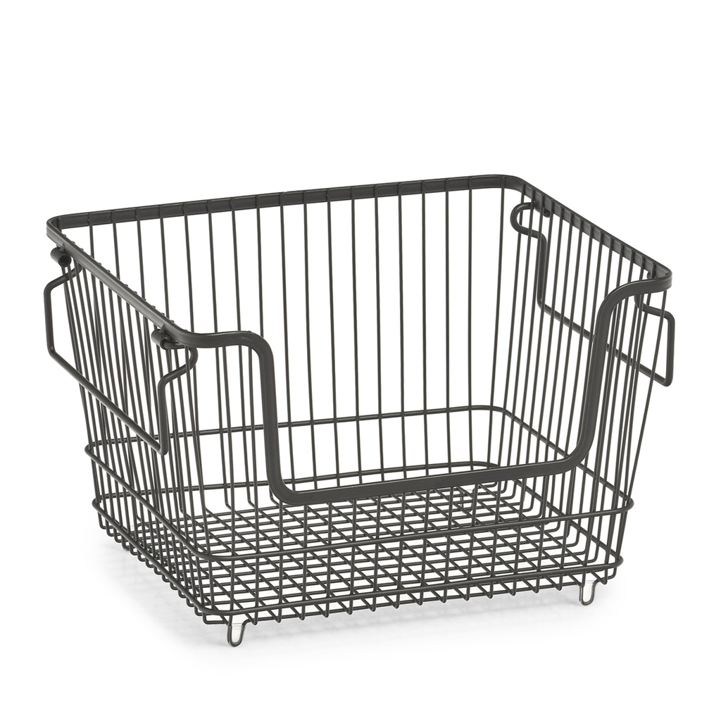 Storage basket, stackable, metal, black