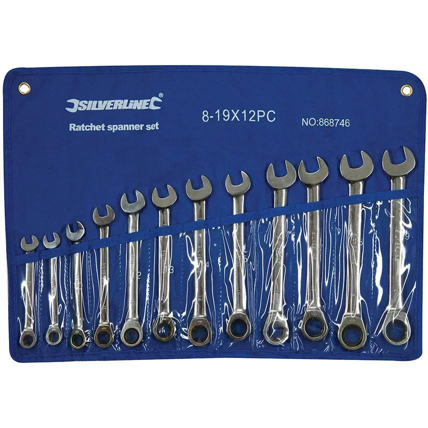 12-piece ring spanner set with fixed blade 8 - 19 mm