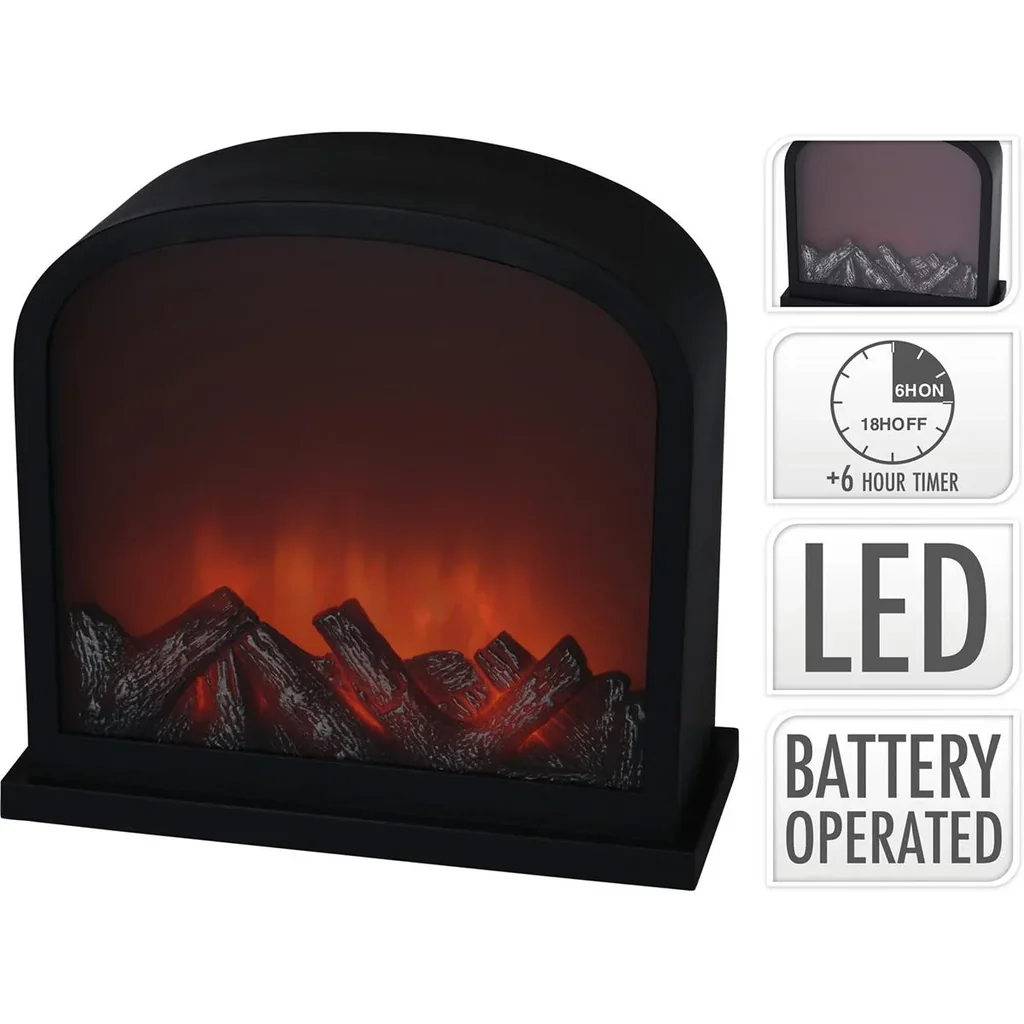 Charming lantern fireplace with LED - 28 cm