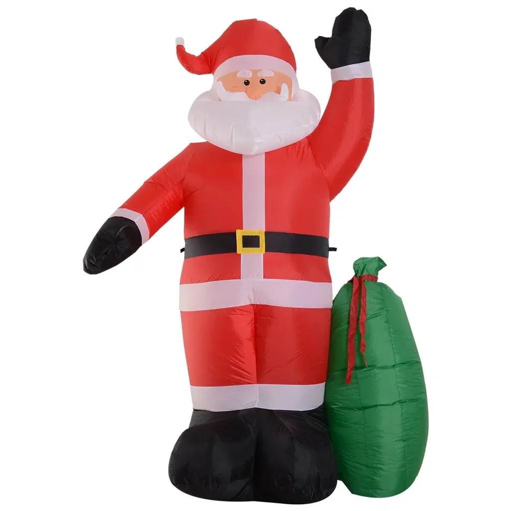 Self-inflatable Santa Claus with LED lighting red