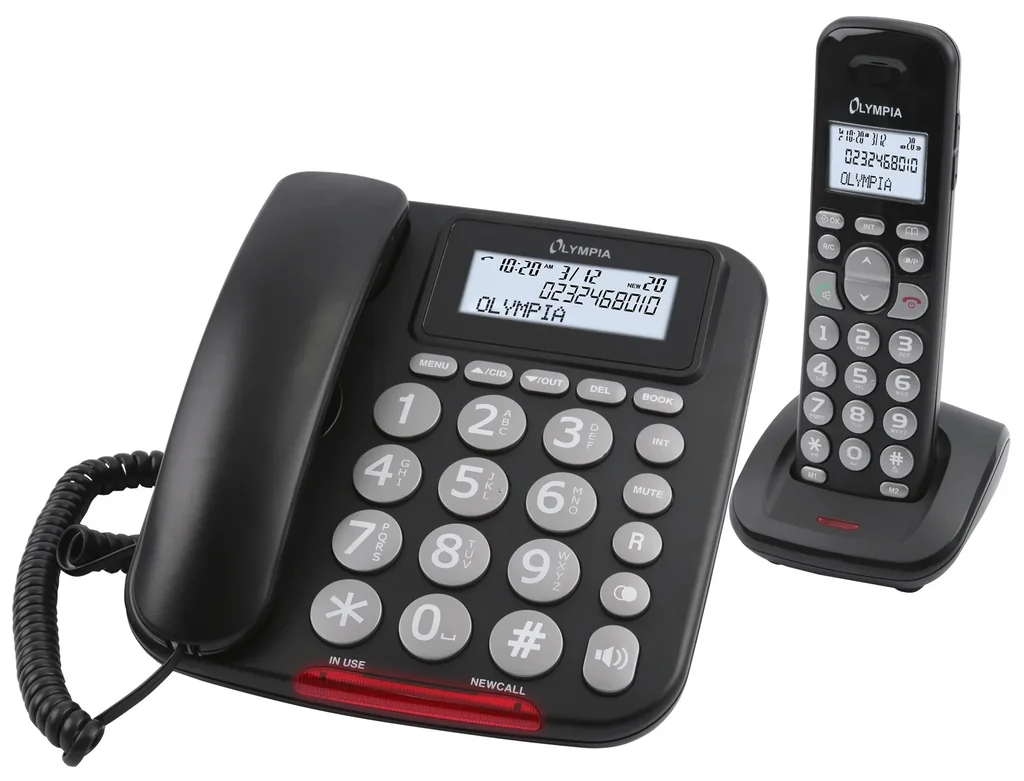 Large button telephone with DECT large button handset