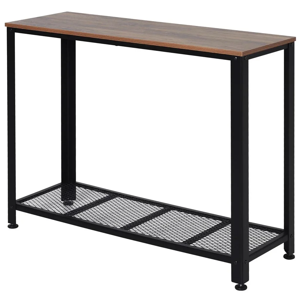Console table with grid shelf brown/black