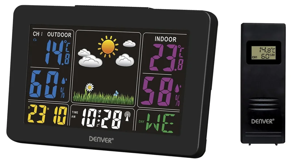 Weather station with color display and radio clock