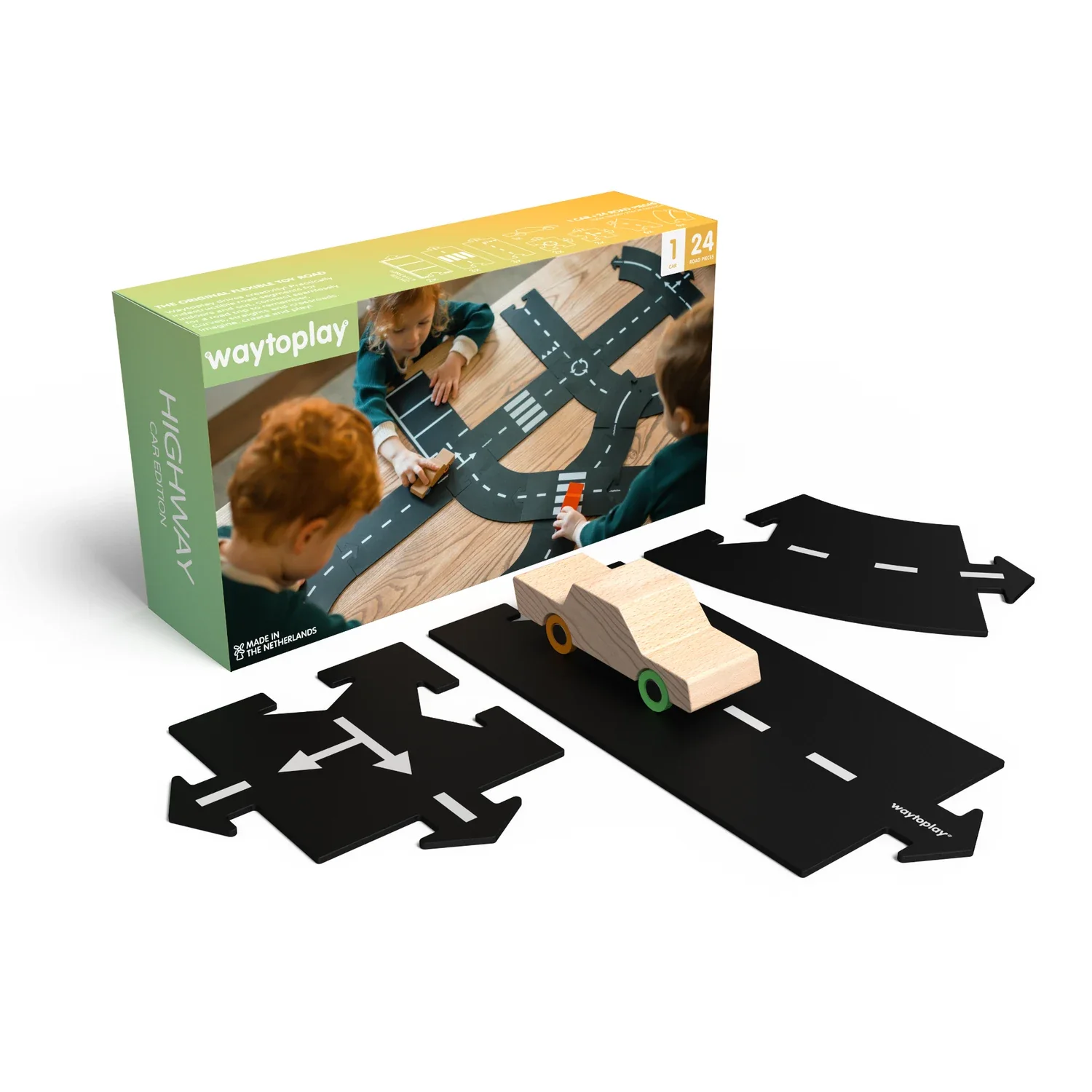 Waytoplay circuit de course jouet + 1 voiture, coffret cadeau