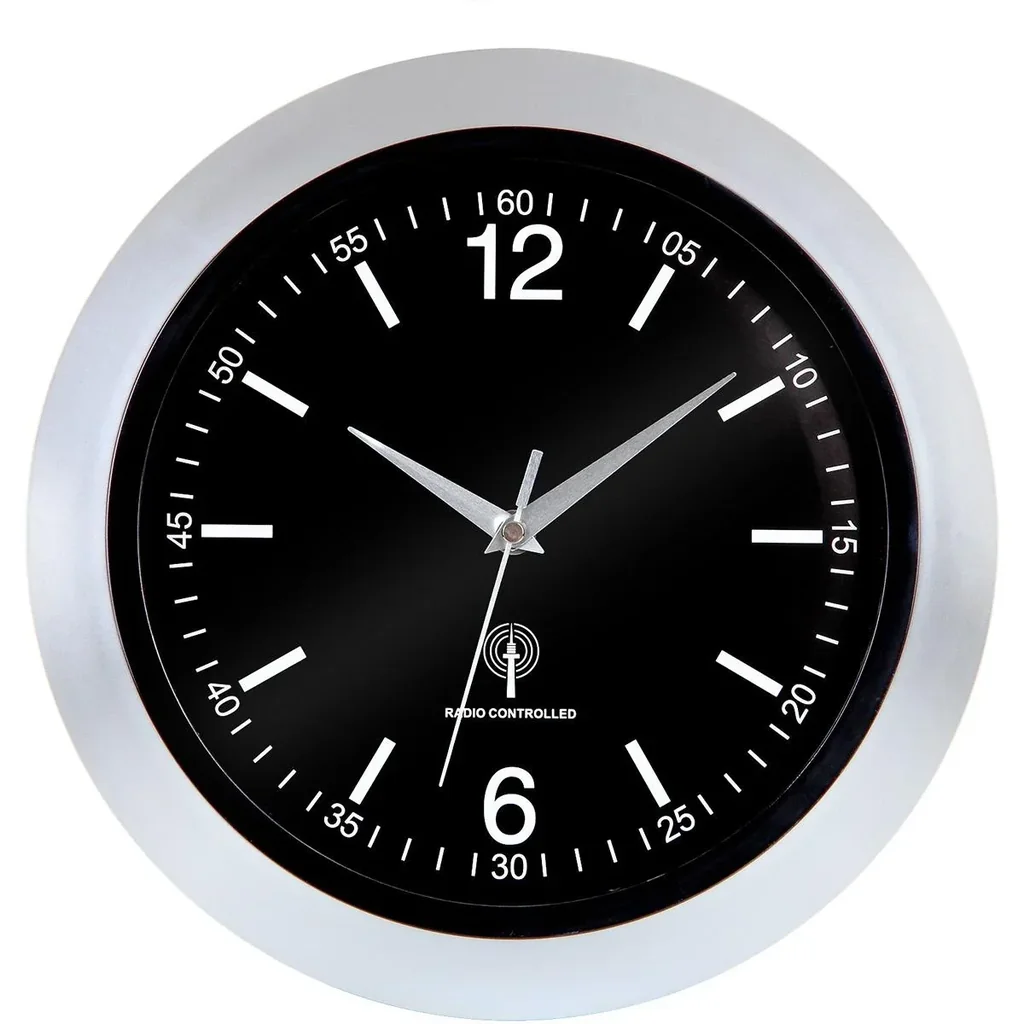 Wall clock silver/black Ø30cm