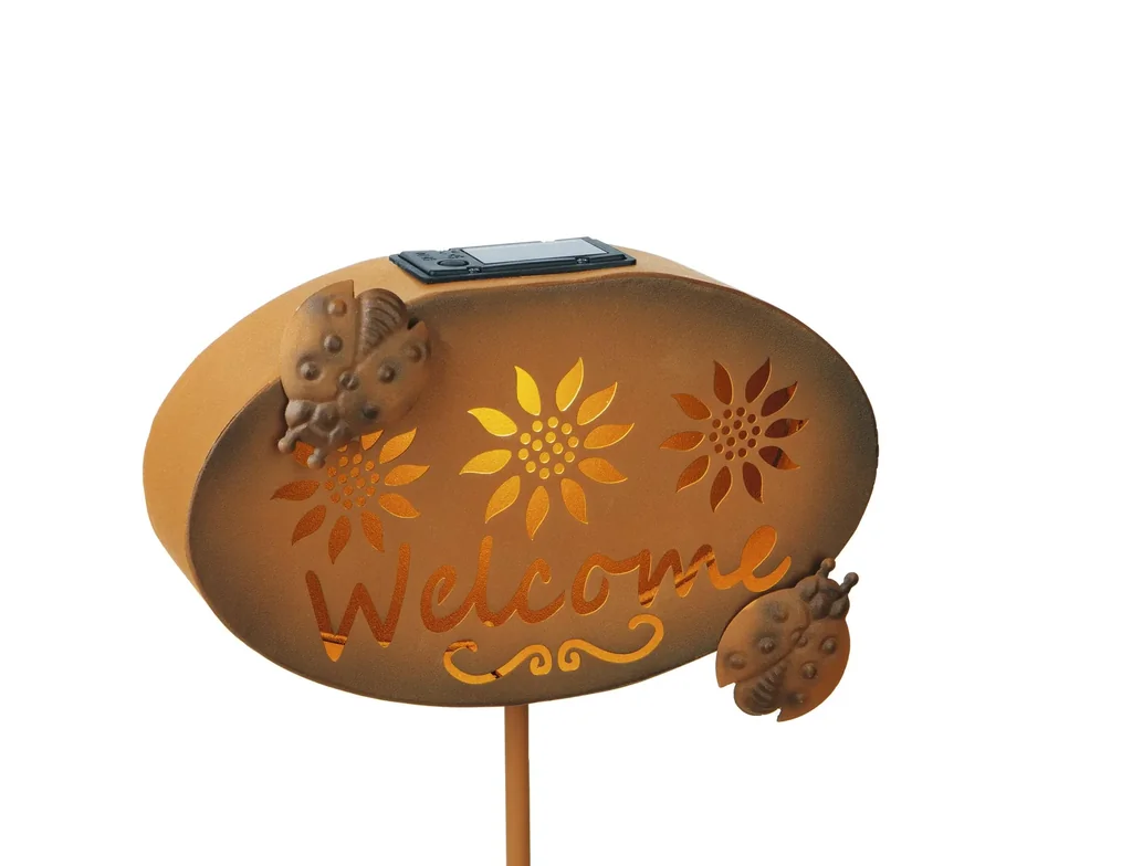 Solar welcome sign "Welcome" with LED light