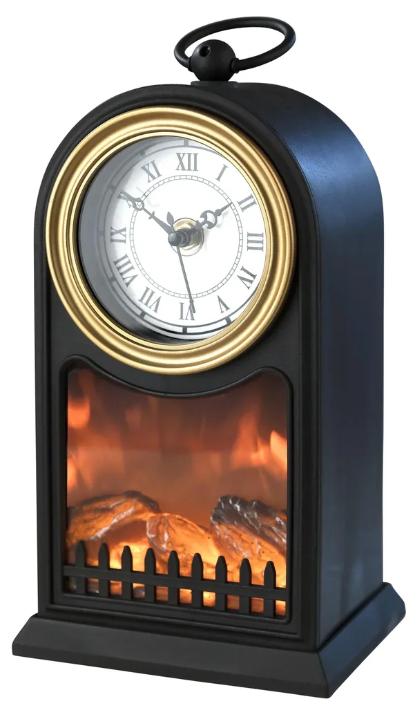 Fireplace with clock black