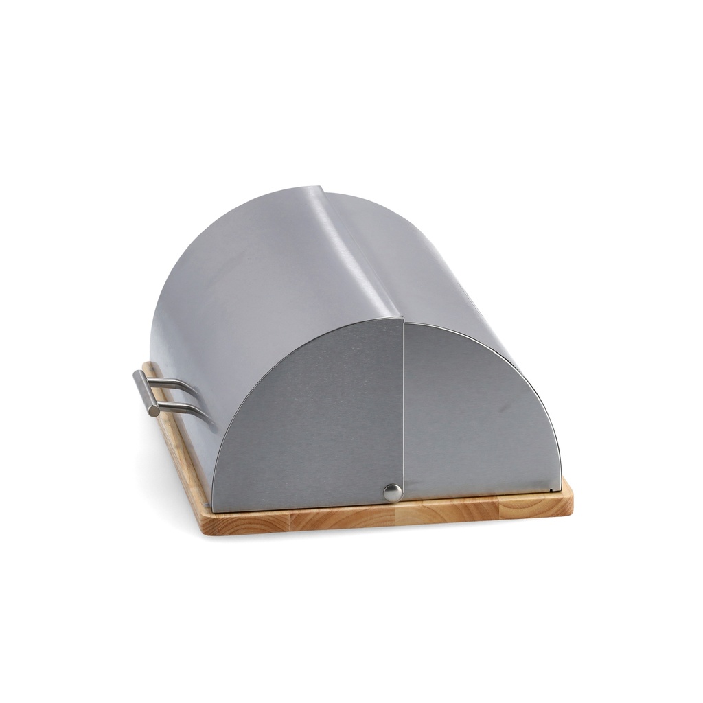 Bread bin, stainless steel/rubber tree