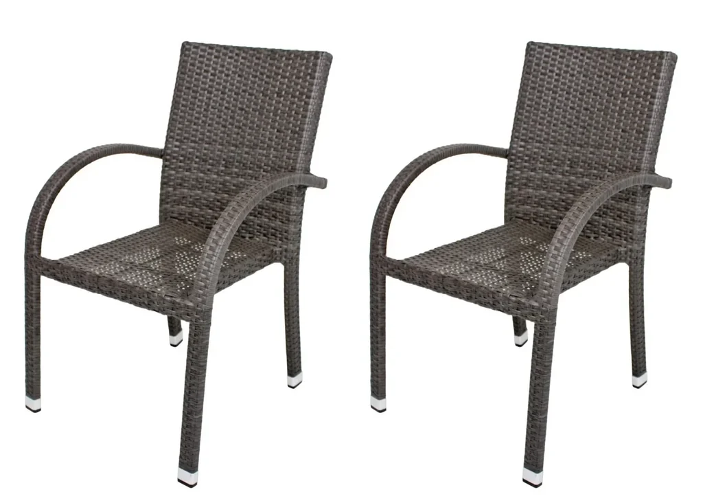 2 x stacking chairs "Modesto" dark grey