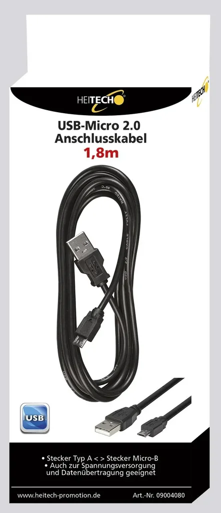 USB-micro connection cable, 1.80m