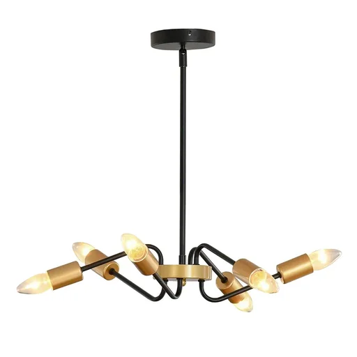 "Chandelier hanging lamp 6-light height adjustable pendant light ceiling light industrial with E27 lamp socket for living room image"