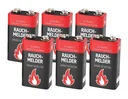 Alkaline 9V block smoke detector battery - 6 pieces