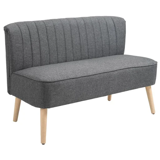 "2-seater fabric sofa upholstered sofa seating furniture lounge sofa wood foam dark grey 117 x 56.5 x 77 cm image"