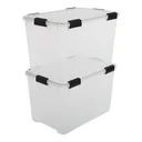Waterproof storage box, transparent, 70 liters, set of 2