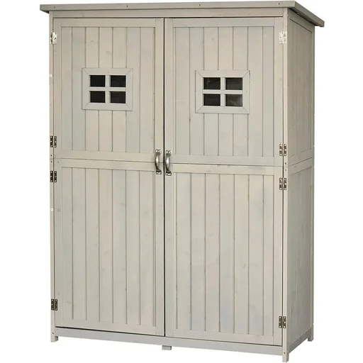 "Tool shed, tool house, tool cabinet, pent roof, garden, wood, grey, 127.5 x 50 x 164 cm image"