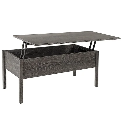 "Coffee table with height-adjustable top with storage, liftable table top, brown, 98 x 48 x 45 cm image"