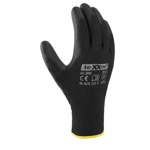 "Polyester knitted glove POLYURETHANE COATED, black image"