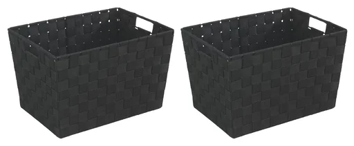 "ADRIA storage basket, set of two, black, size M/W 35 x H 20 x D 25 cm image"
