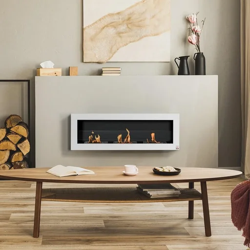 "Ethanol fireplace bio-ethanol burner 3 fuel boxes 1L 3 hours burning time 2000W no smoke wall-mounted steel tempered glass image"