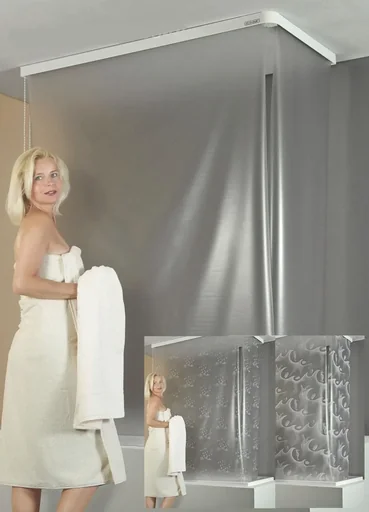 "Cassette corner shower blind "Ocean white" 137 x 62 cm image"