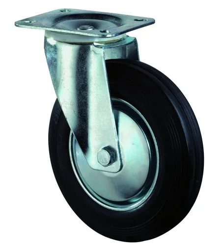 "Swivel castor with solid rubber tyre without brake diameter 100mm image"
