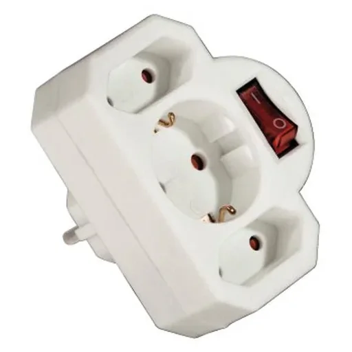 "Socket adapter with 3-way switch, white image"