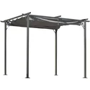 Pergola with sliding roof, black and grey, 3 x 3 m