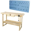 Mancave wooden workbench WITH tool wall set of 2