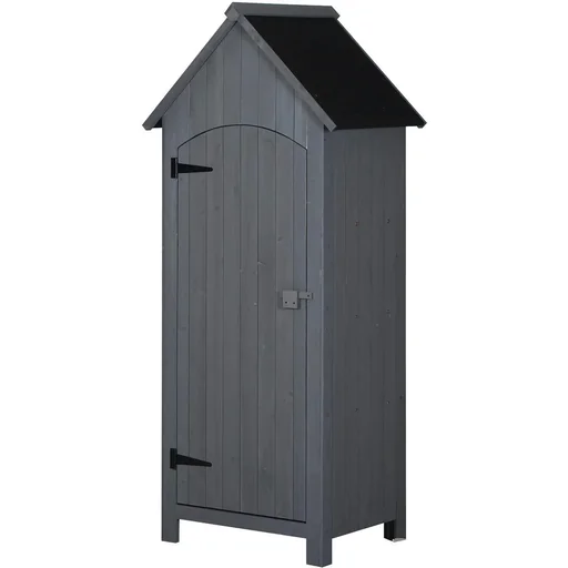 "Garden cabinet wooden tool shed garden house tool shed tool cabinet wooden hut gable roof bitumen cardboard grey 77.5 x 54, image"