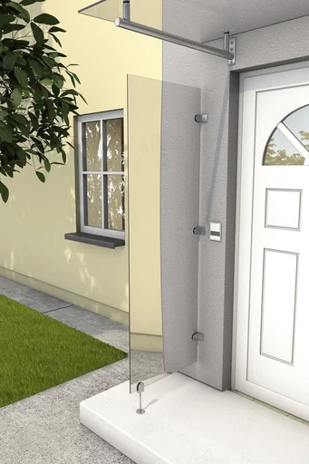"Side panel HD frosted, 60 x 185/200 cm, stainless steel toughened safety glass (ESG) 6 mm, frosted image"