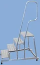 Mobile aluminum assembly step with handrail and castors 3 steps ladder