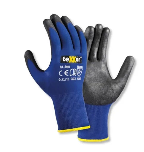 "Nylon knitted glove TOUCH blue/black size 10 image"