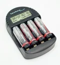 BC250 desktop charger with 4 AA NiMH batteries and LC display