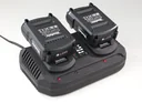 Lot de 2 batteries 18 V 2 Ah avec 1 double chargeur rapide