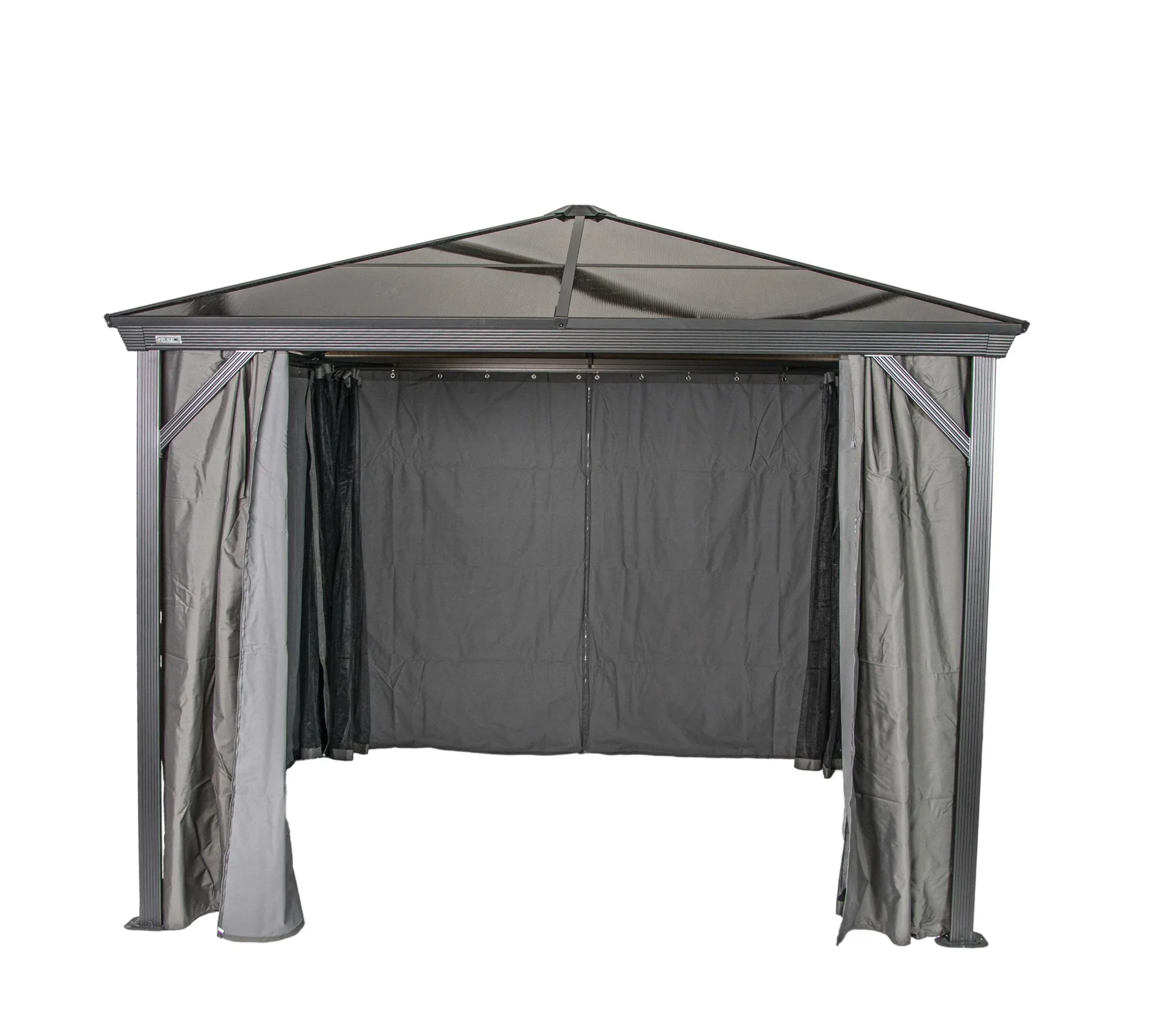 "Pavillon Vérone 1010 298,3×298,3×261 cm Anthracite – Toit rigide avec toit en polycarbonate de 6 mm image"