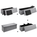 Foldable seat box with hinged lid, light grey - 115x38x38cm