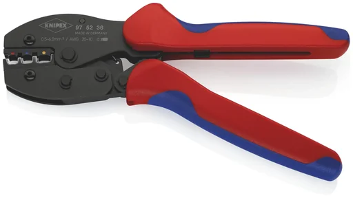 "KNIPEX PreciForce Crimping Pliers with multi-component grips, burnished, 220 mm image"