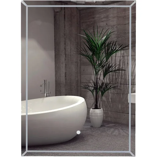 "LED bathroom mirror wall mirror touch switch energy class A aluminum frame silver 50 x 3 x 70 cm image"