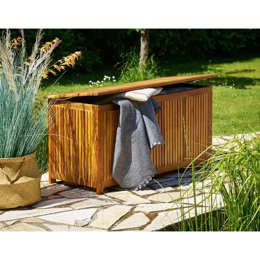 "Acacia wood support box 117x50x59cm including inner tarpaulin image"